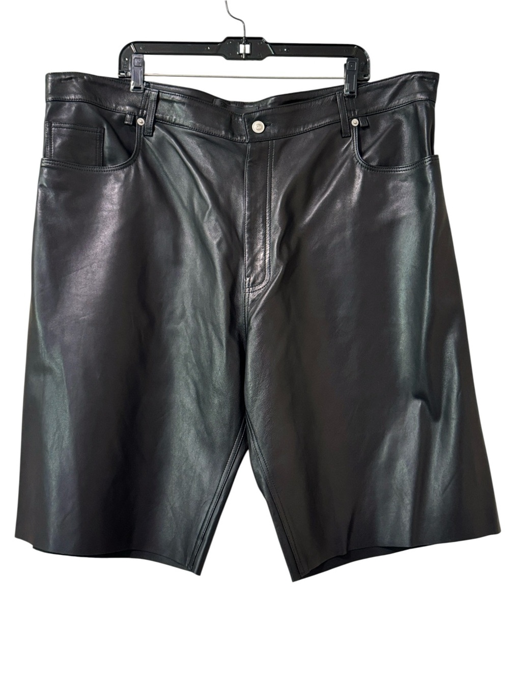 EZR Brand Black Lambskin Leather 3/4 Baggy Shorts Size 42